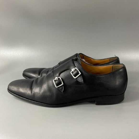 LUCIANA MEN'S BLACK DOUBLE BUCKLE DRESS SHOES, SIZE 42 - Picture 5 of 14